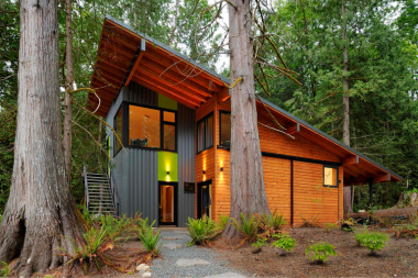 comparing michigan roof design types for your home forest cabin with shed roofing and contemporary siding custom built okemos