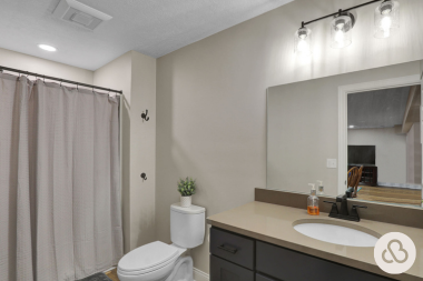 wet bar bathroom or guest suite how each affects your basement remodeling costs bath space with large single vanity and shower custom built michigan