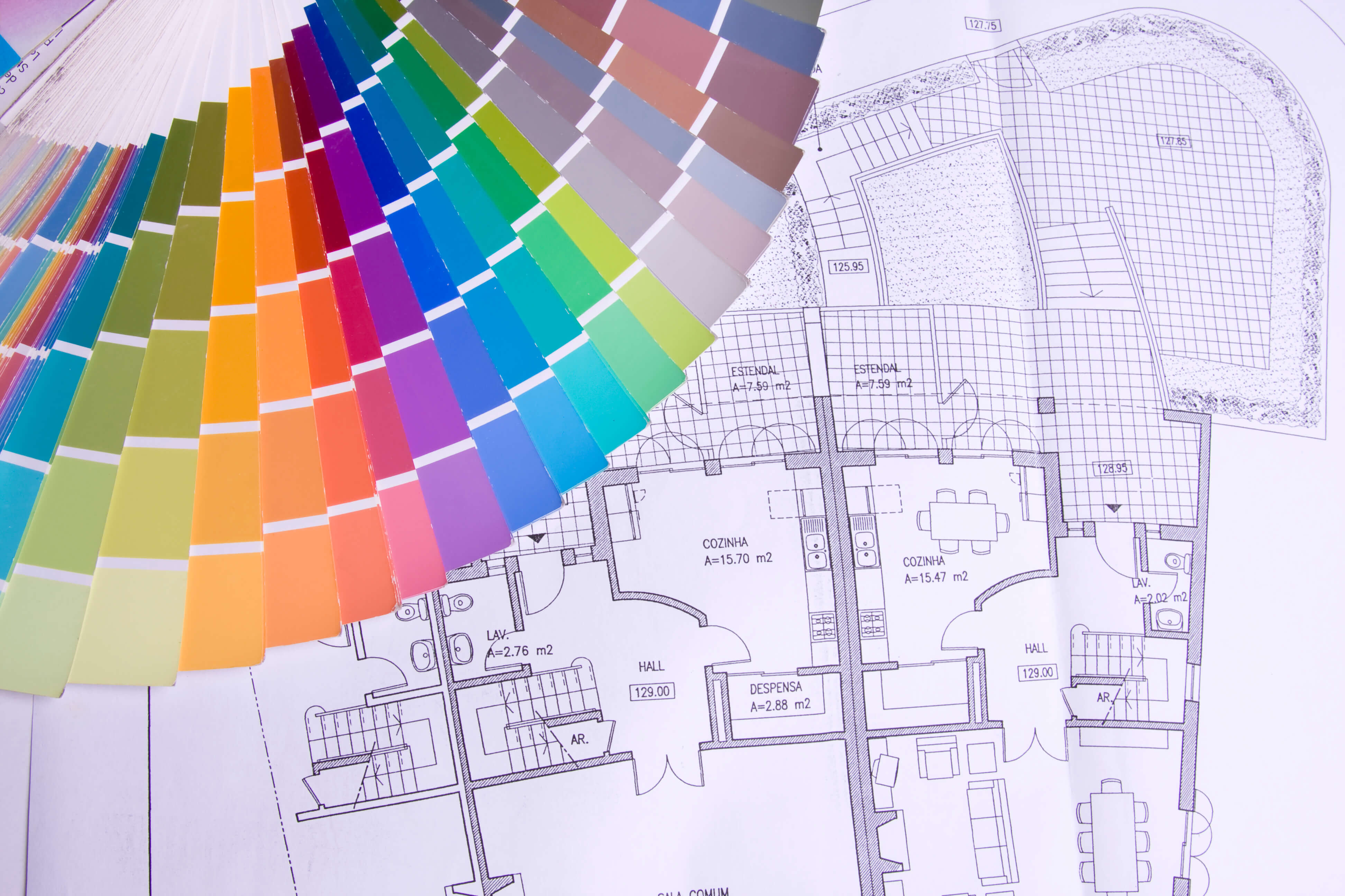 Color palate chart with construction plans