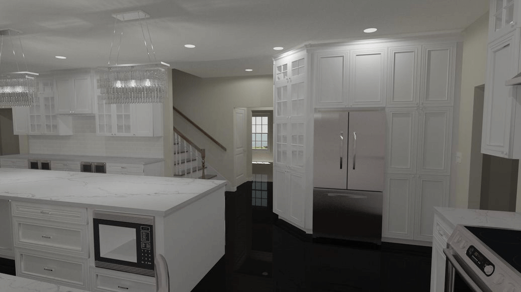3D rendering of remodeled kitchen