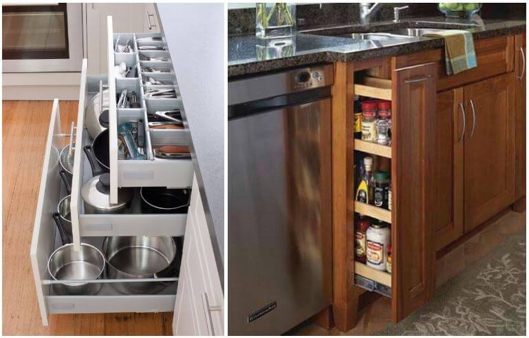 ADA-compliant pull-out lower kitchen cabinets