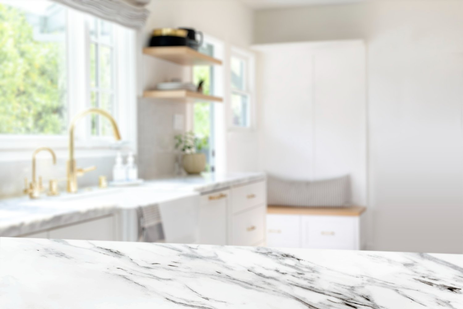 Marble countertop in a kitchen