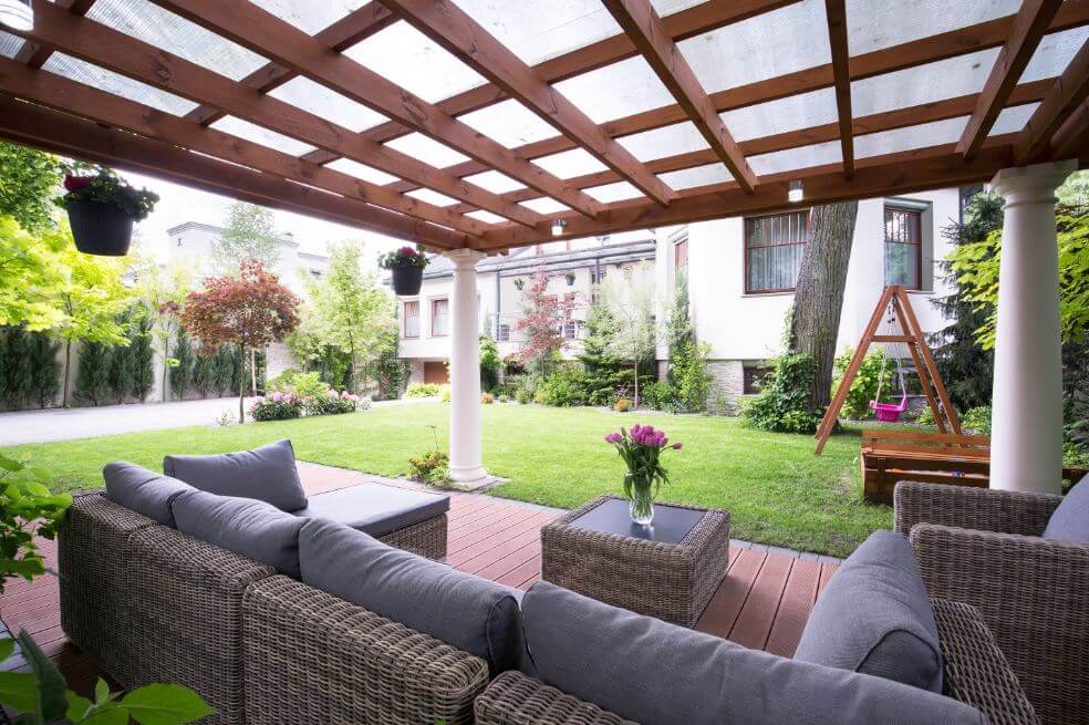 Outdoor living space with a pergola