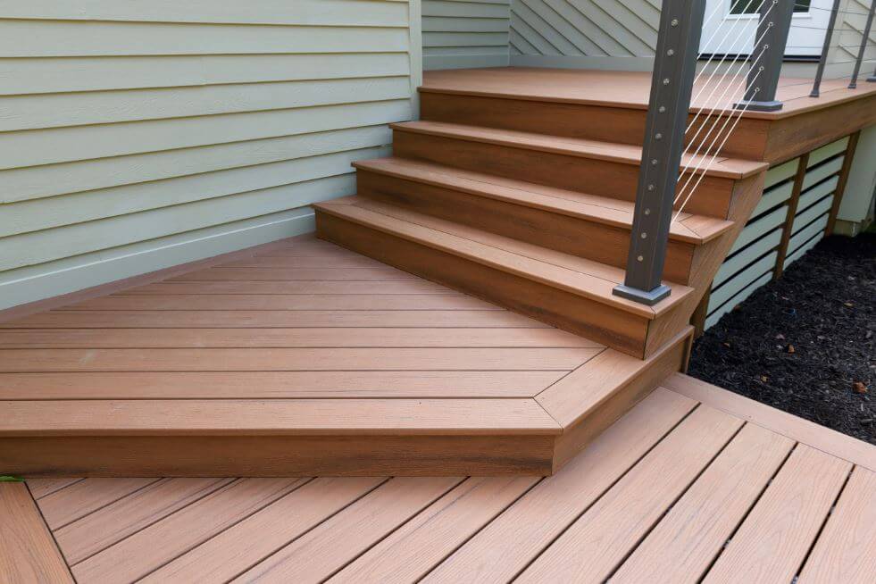 Trex composite deck with metal railing