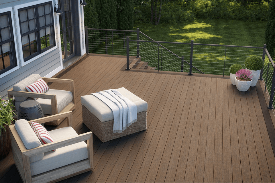 deckorates voyage mesa composite decking with outdoor furniture custom built boyne city deck builders