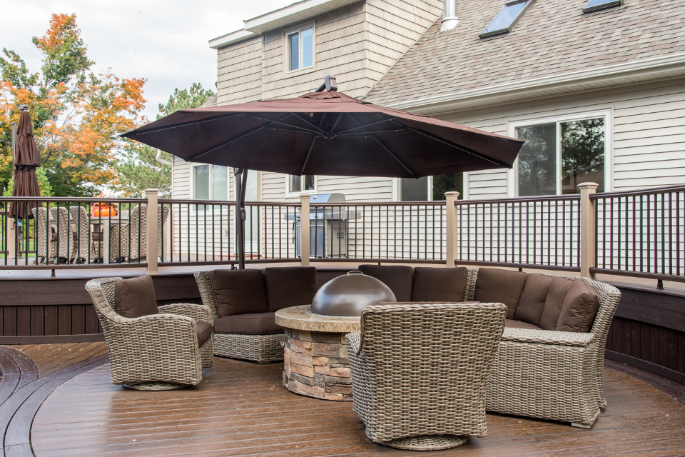composite decking costs fire pit area on home deck Lansing Michigan