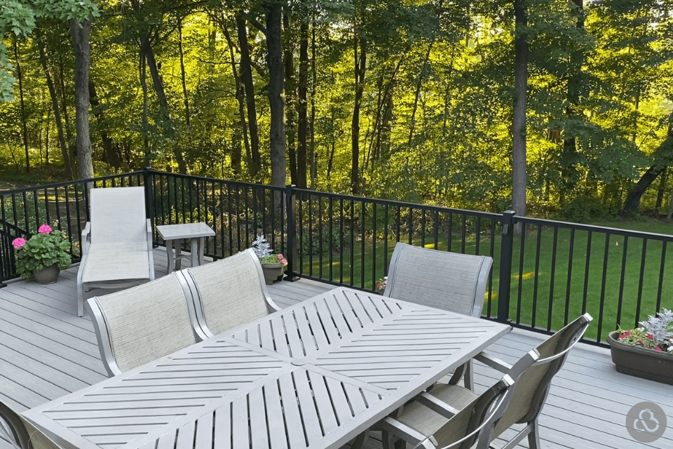 top railing options for composite decks outdoor living space with seating area custom built michigan