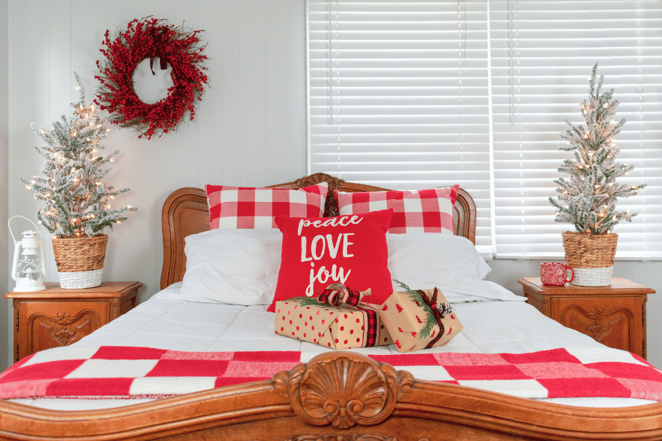 creating the perfect guest suite for holiday visitors mattress with plaid pillows and sheets custom built michigan