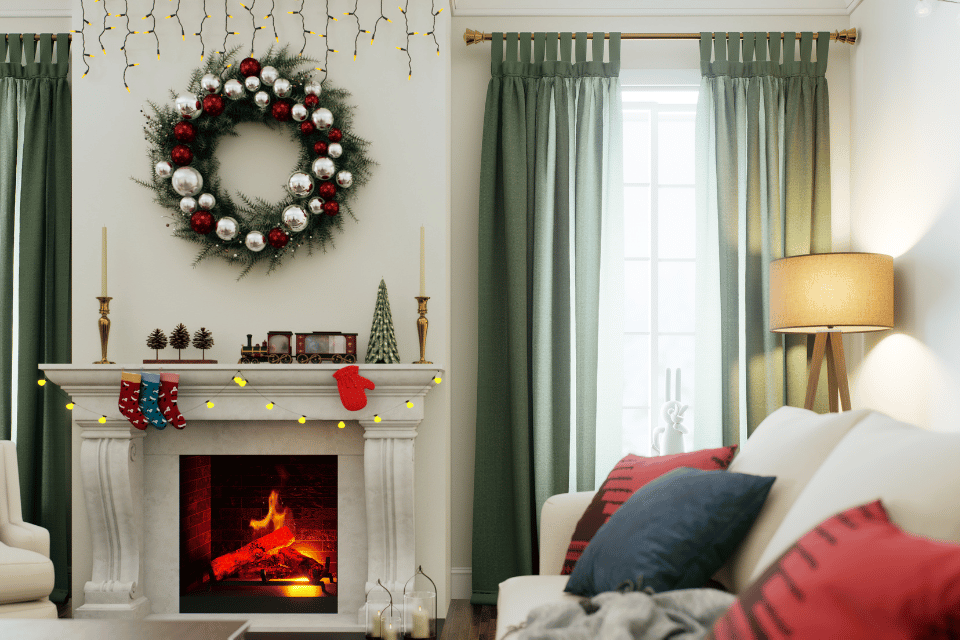 deck the halls diy holiday remodeling projects to prepare for the season living room with wreath above fireplace custom built michigan