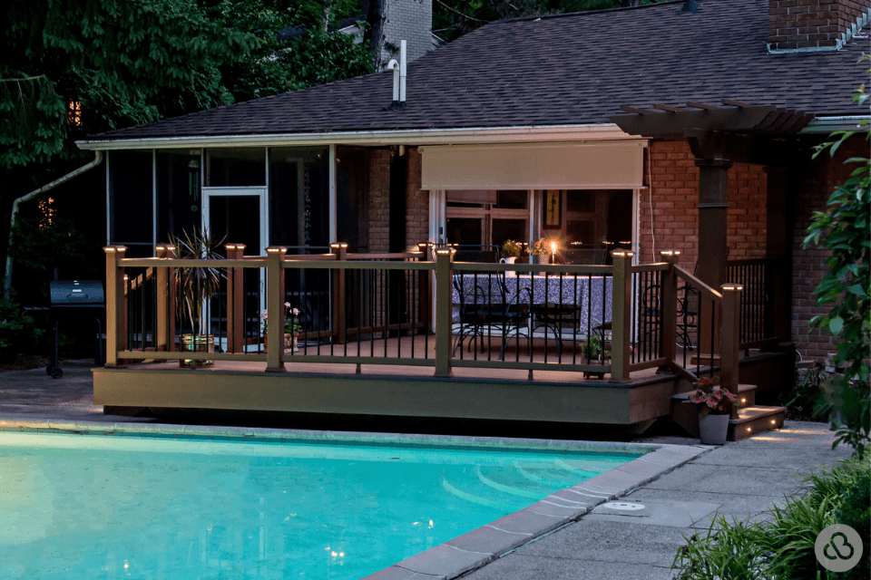 outdoor lighting options for composite deck next to pool custom built michigan