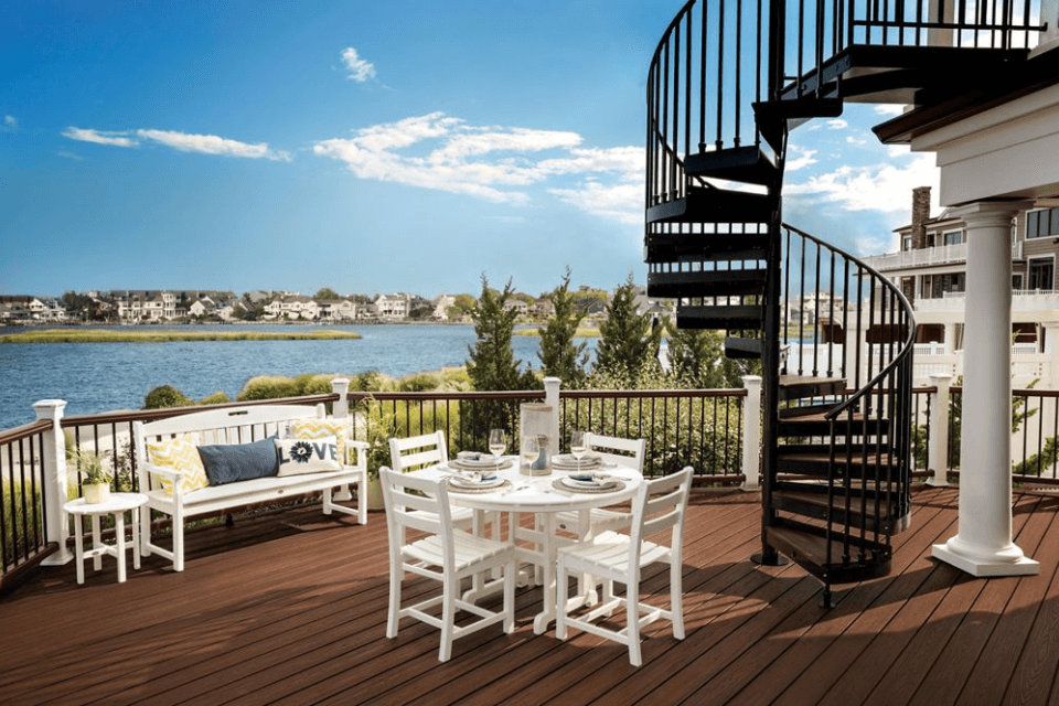 top deck stair designs and materials composite decking with spiral staircase custom built michigan