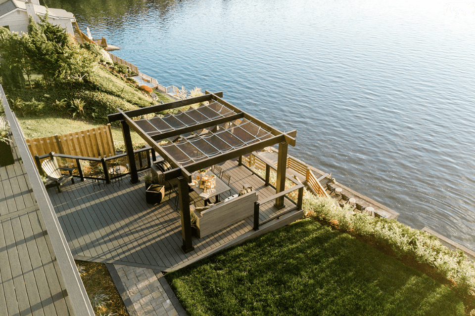what is composite decking frequently asked questions lakefront outdoor living space with a pergola custom built michigan