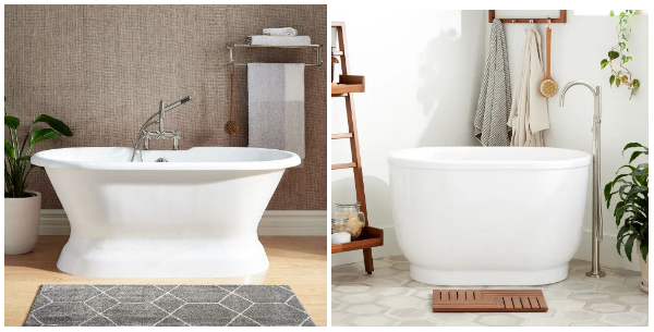Different sized standalone bathtubs