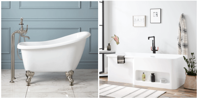 Different shapes of standalone bathtubs