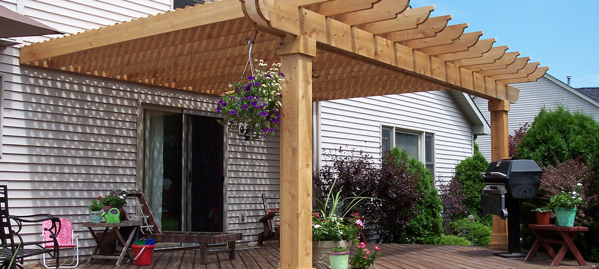 Pergola installed on an outdoor living space